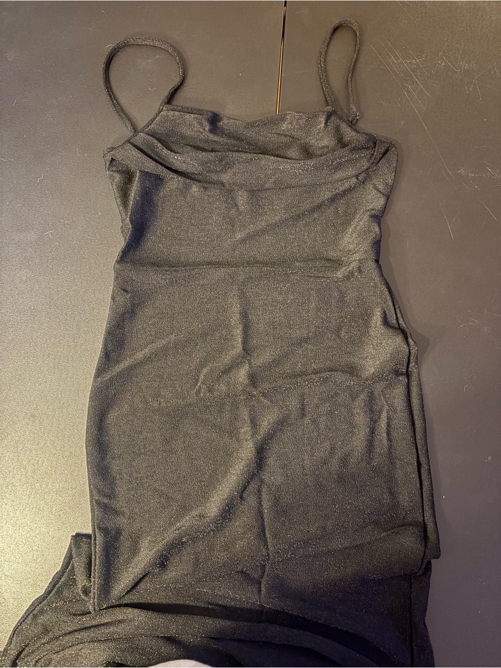 Sleek Black Cowl Neck Maxi Slip Dress